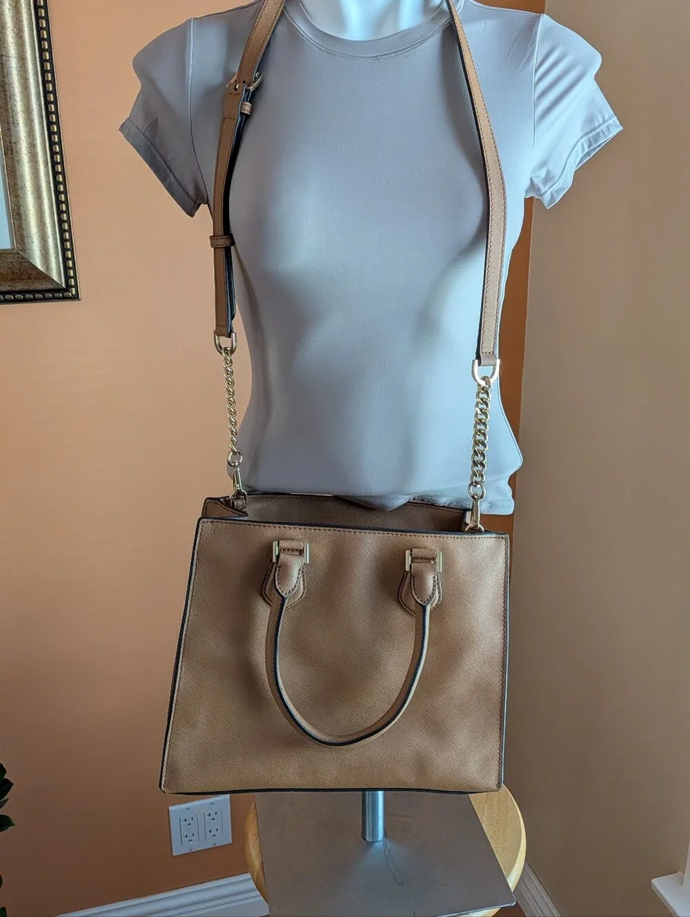 Michael Kors Tan Bridgette Synthetic Leather Top-Handle Satchel